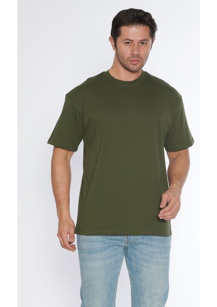 Erkek Bisiklet Yaka %100 Pamuk Oversize T-Shirt