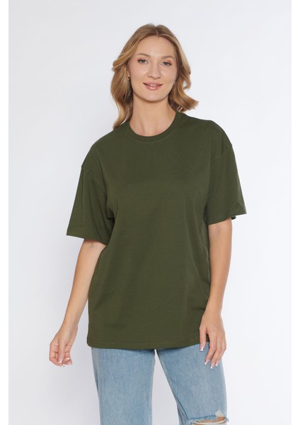 Erkek Bisiklet Yaka %100 Pamuk Oversize T-Shirt