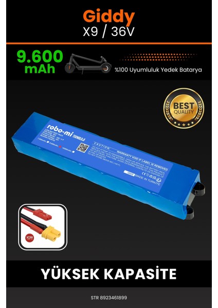 Giddy X9 / 36V 9600MAH Elektrikli Scooter Bataryası - Koruma Katmanlı Batarya Teknolojisi