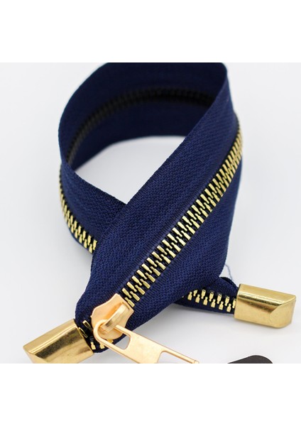 Dip Kapalı Metalize Dişli Çanta Fermuarı 30CM Lacivert - Diş Rengi Gold - 1 Adet fiyatları