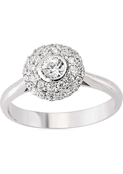 Gümüş Zirkon Taşlı Bayan Yüzük