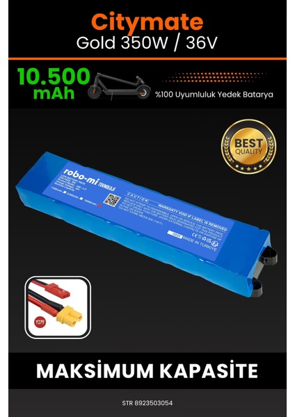 Citymate Gold 350W / 36V 10500MAH Elektrikli Scooter Bataryası - Sertifikalı Güvenlik