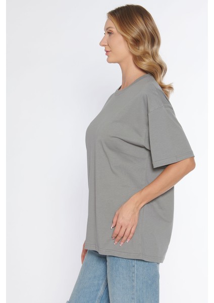 Erkek Bisiklet Yaka %100 Pamuk Oversize T-Shirt