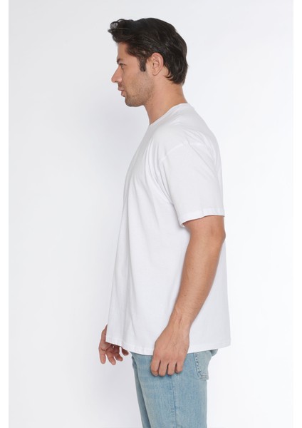 Erkek Bisiklet Yaka %100 Pamuk Oversize T-Shirt fiyatları