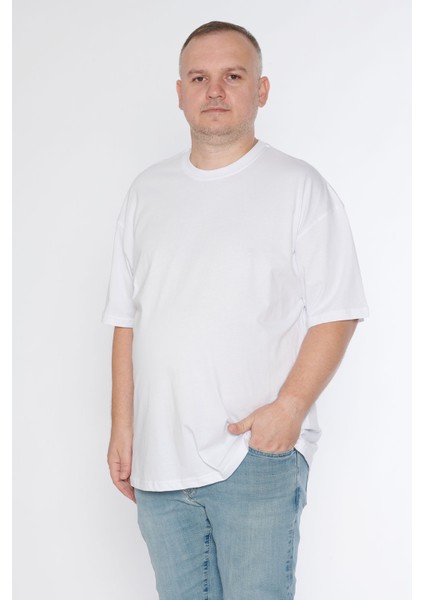 Erkek Bisiklet Yaka %100 Pamuk Oversize T-Shirt fırsatları