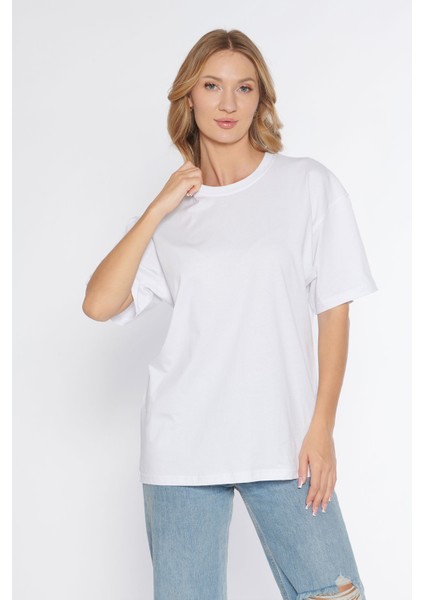 Erkek Bisiklet Yaka %100 Pamuk Oversize T-Shirt