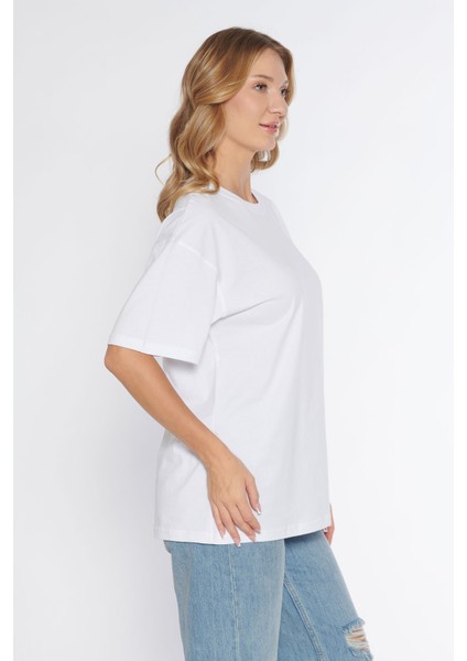 Erkek Bisiklet Yaka %100 Pamuk Oversize T-Shirt