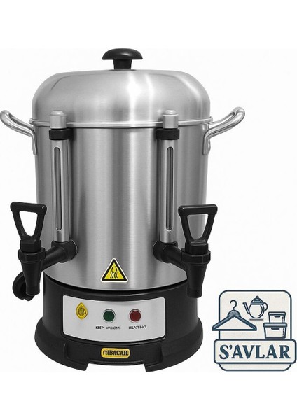 Paslanmaz Çelik Çay Otomatı, Çift Musluklu, Endüstriyel Semaver, 120 Bardak