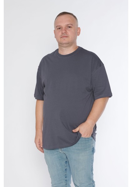 Erkek Bisiklet Yaka %100 Pamuk Oversize T-Shirt fırsatları