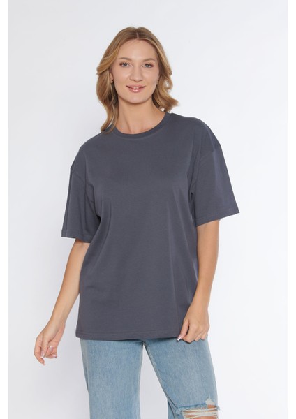 Erkek Bisiklet Yaka %100 Pamuk Oversize T-Shirt