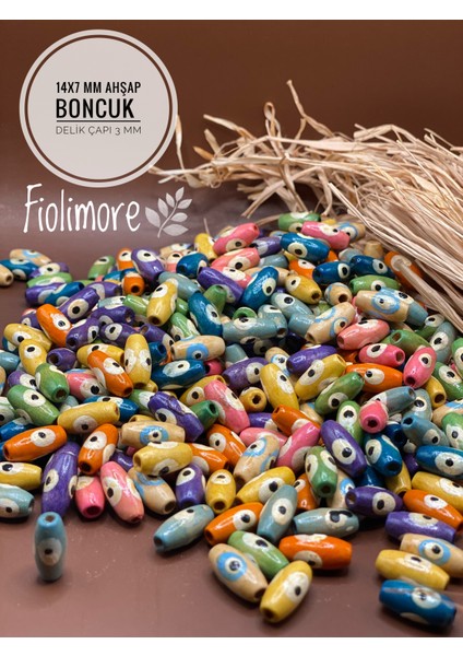 Karışık Renkli Ahşap Nazar Boncuk Delik Çapı 3 mm Tahta Boncuk Takı