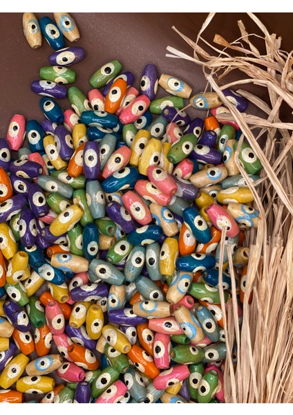 Karışık Renkli Ahşap Nazar Boncuk Delik Çapı 3 mm Tahta Boncuk Takı modelleri