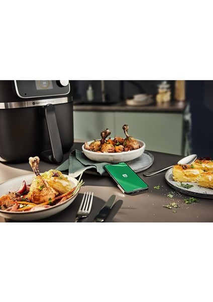 Geniş ve Güçlü Hava Fritöz 8.3l, 2200W, Siyah, Termometre ile Komplet Set