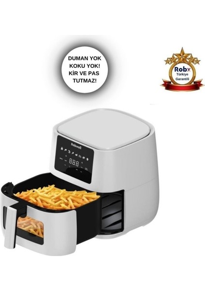 Yüksek Performanslı 1700W Yağsız Sıcak Hava Fritözü Beyaz