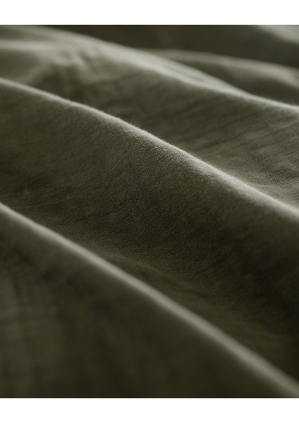 Marla Müslin Tek Kişilik %100 Pamuk Lastikli Nevresim Takımı - Haki