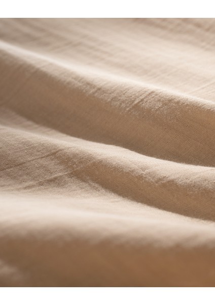 Marla Müslin Tek Kişilik %100 Pamuk Lastikli Nevresim Takımı - Bej