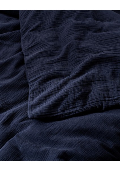 Marla Müslin Tek Kişilik %100 Pamuk Lastikli Nevresim Takımı - Lacivert