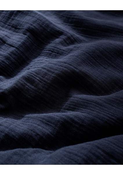 Marla Müslin Tek Kişilik %100 Pamuk Lastikli Nevresim Takımı - Lacivert