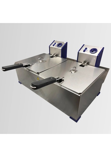 Elektrikli 2X2500 W 8+8l Çift Gastronom Fritöz, Gri Renk