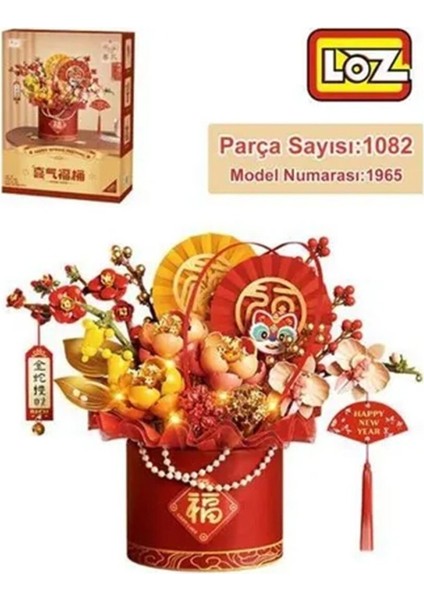 Nessiworld LZ-1965 Kırmızı Ebedi Çiçek Sanat Kovası 1082 Parça Block Oyuncak