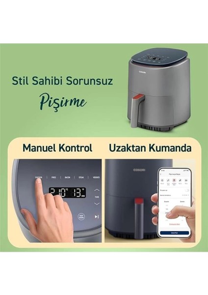 3.8 L Gri Sıcak Hava Fritözü, 1500 W, 7 Fonksiyon, 75-230°C, Çok Renkli Seçenekler fiyatları