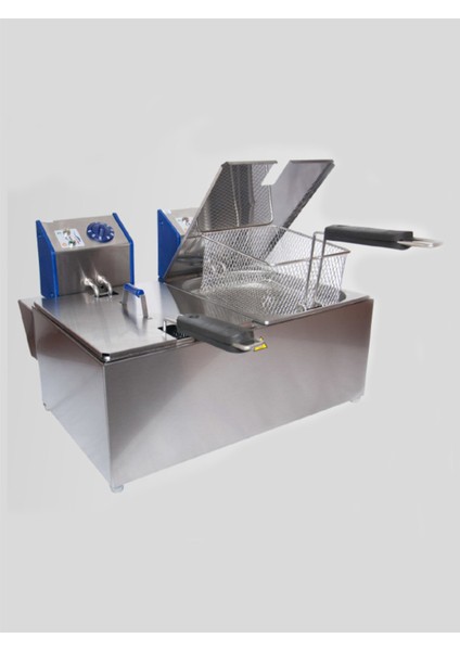 Elektrikli 2500 W, 5+5 Litre, 1/2 Çift Gastronom Fritöz, Gri