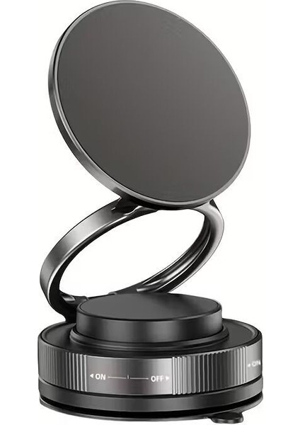 T28 360° Dönebilen Vakumlu Manyetik Telefon Tutucu Ayna-Cam-Araba Siyah