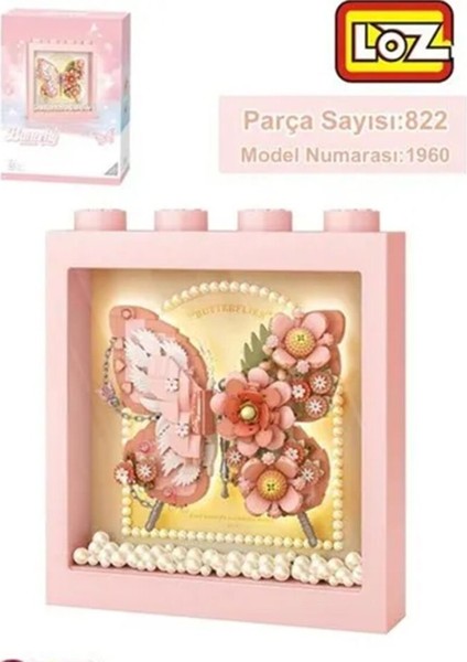 Nessiworld LZ-1960 Loz Pembe Kelebek Çerçeve 822 Parça Block Oyuncak