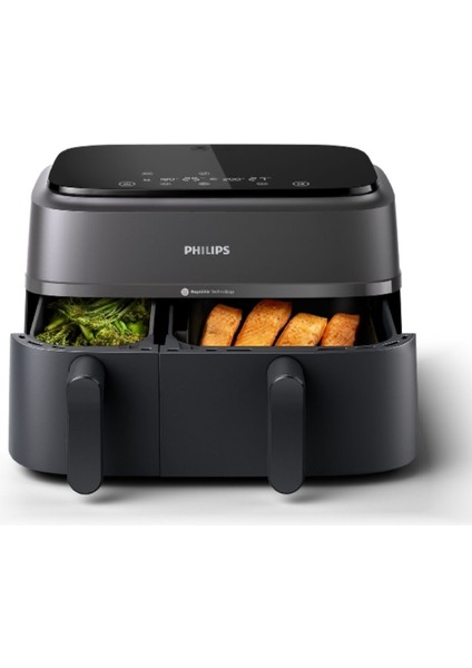 Gelişmiş 2750W Panel Ekran Çift Sepetli 9l Airfryer, Siyah modelleri