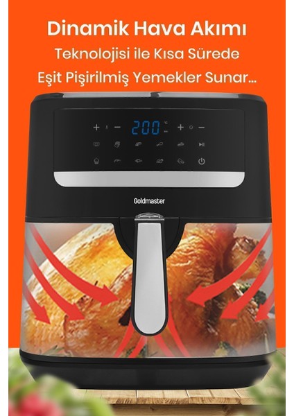 1800W 9,2l Dijital Hava Fritözü, 3xl Kapasiteli, Çok Fonksiyonlu, Sağlıklı Pişirme indirimleri