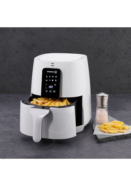 4l Yağsız Fritöz, Dokunmatik Ekran, 8 Program, Beyaz Renk