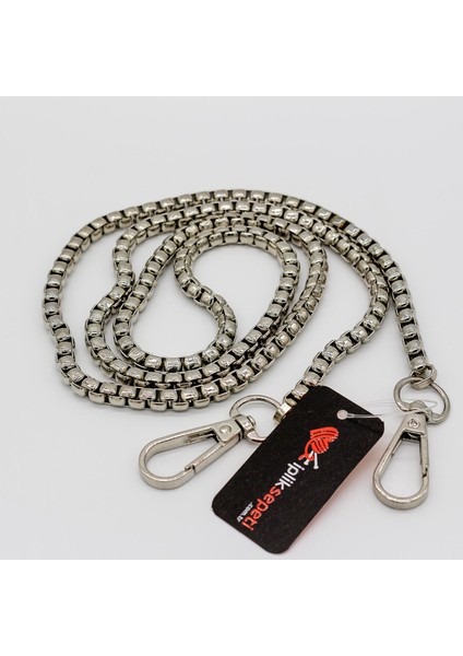 Kancalı Küp Çanta Zinciri 100CM Gümüş - 1 Adet