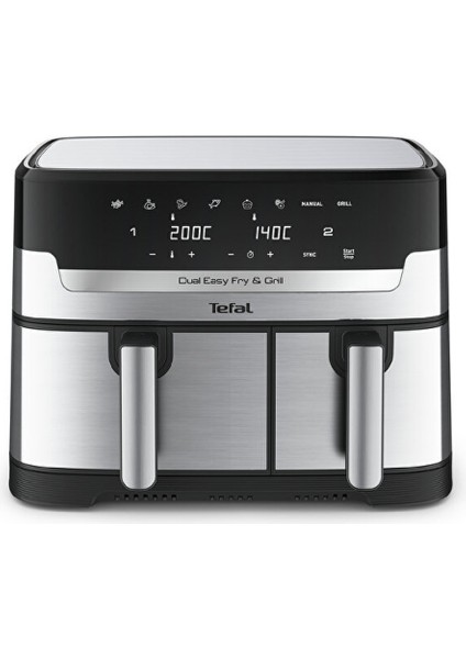 Gri Dual Sepetli Elektrikli Fritöz, Sağlıklı ve Hızlı Pişirme Aleti