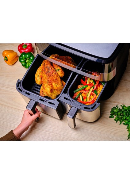 Gri Dual Sepetli Elektrikli Fritöz, Sağlıklı ve Hızlı Pişirme Aleti modelleri