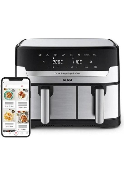 Gri Dual Sepetli Elektrikli Fritöz, Sağlıklı ve Hızlı Pişirme Aleti indirimleri