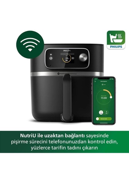 Genis Kapasiteli Airfryer Xxl, Uzaktan Kontrol, Wi-Fi, 7 Kişilik, Beyaz
