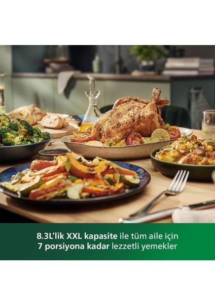 Genis Kapasiteli Airfryer Xxl, Uzaktan Kontrol, Wi-Fi, 7 Kişilik, Beyaz