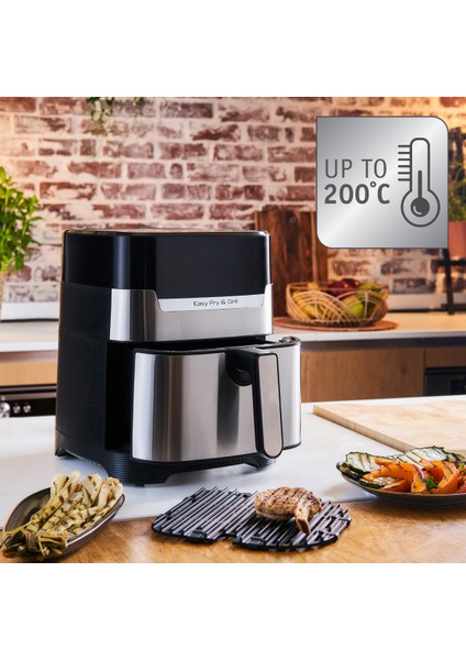 Iki Fonksiyonlu Dijital Hava Fritöz ve Izgara, Siyah Renkli, Pratik ve Şık Kullanım