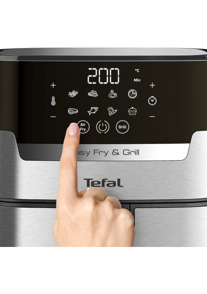 Iki Fonksiyonlu Dijital Hava Fritöz ve Izgara, Siyah Renkli, Pratik ve Şık Kullanım