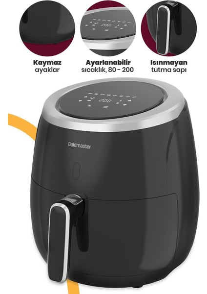 2000W Xxl Dokunmatik Yağsız Hava Fritözü Siyah Renk modelleri
