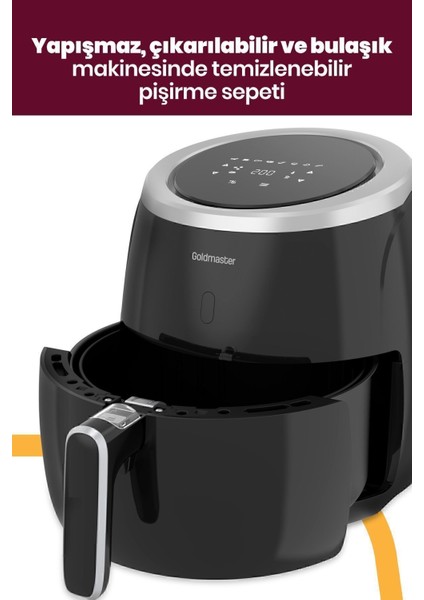2000W Xxl Dokunmatik Yağsız Hava Fritözü Siyah Renk fırsatları