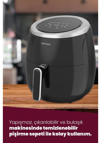 2000W Xxl Dokunmatik Yağsız Hava Fritözü Siyah Renk