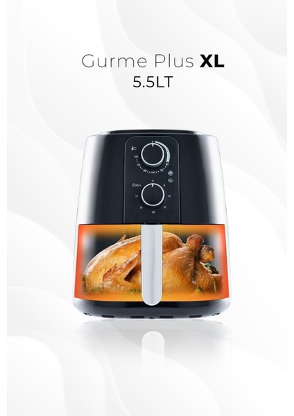 5.5l Air Fryer, Siyah, Sağlıklı ve Pratik Pişirme Cihazı