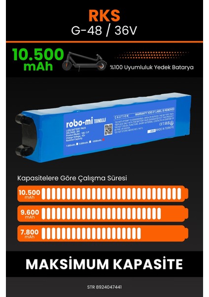Rks G-48 / 36V 10500MAH Elektrikli Scooter Bataryası - Yüksek Yoğunluklu Li-Ion Hücre fırsatları