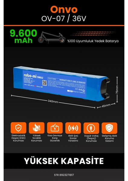 Onvo Ov-07 / 36V 9600MAH Elektrikli Scooter Bataryası - Gerçek Kapasite, Maksimum Güvenlik fiyatları