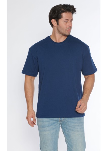 Erkek Bisiklet Yaka %100 Pamuk Oversize T-Shirt