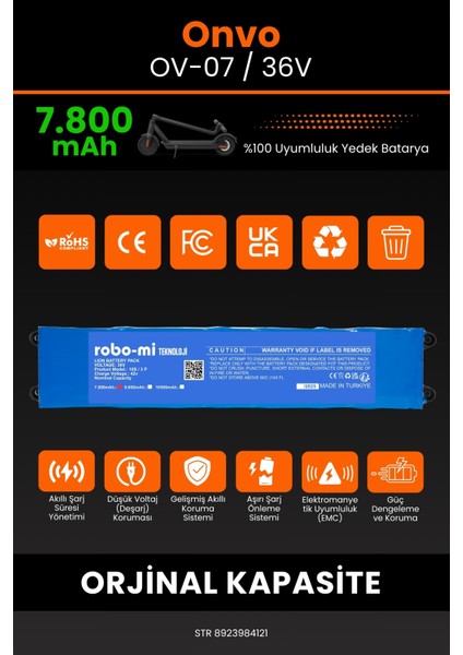 Onvo Ov-07 / 36V 7800MAH Elektrikli Scooter Bataryası - Koruma Katmanlı Batarya Teknolojisi modelleri