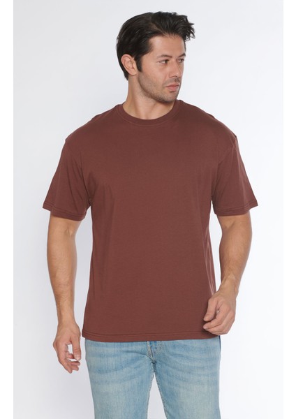 Erkek Bisiklet Yaka %100 Pamuk Oversize T-Shirt