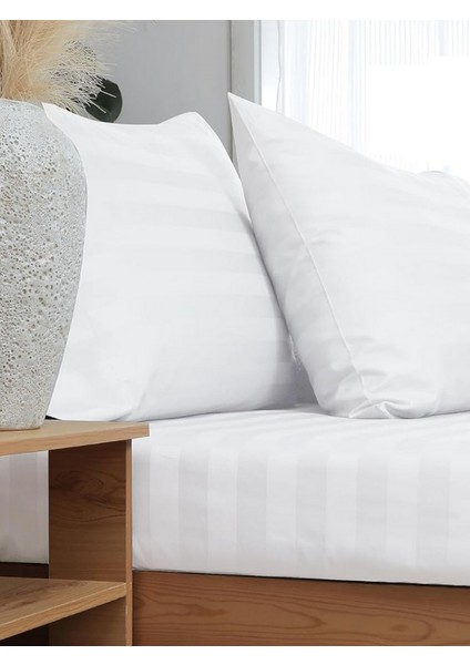 Pamuk Saten Lastikli Çarşaf Takımı Çizgili Çift Kişilik Beyaz/renkli Otel Tipi Lüx Yastıklı fiyatları