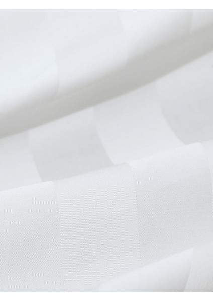 Pamuk Saten Lastikli Çarşaf Takımı Çizgili Çift Kişilik Beyaz/renkli Otel Tipi Lüx Yastıklı